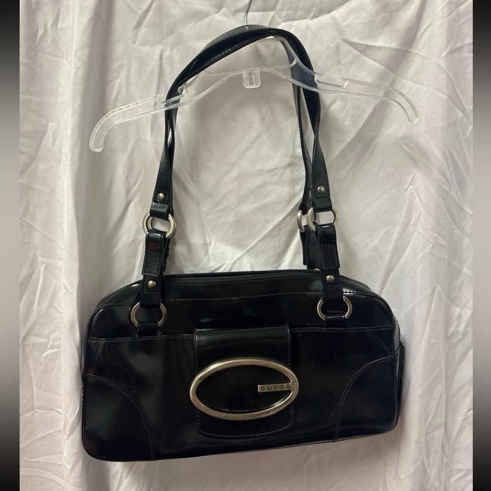 Guess Black Pleather Shoulder Bag Handbag Purse VALUABLE RARE